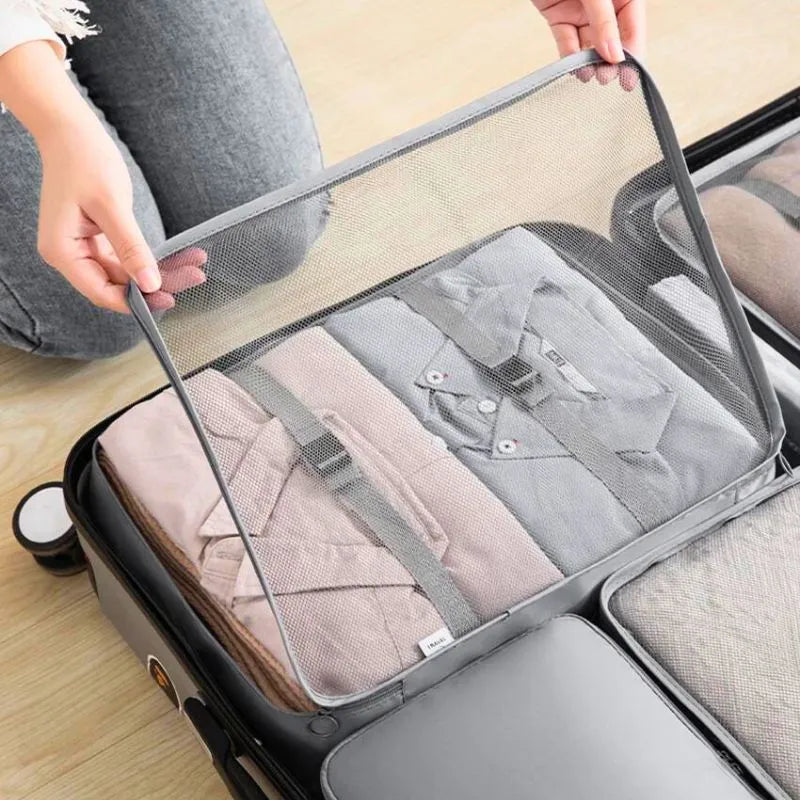 Set mit 7 Gepäck-Organizer-Abdeckungen Grau