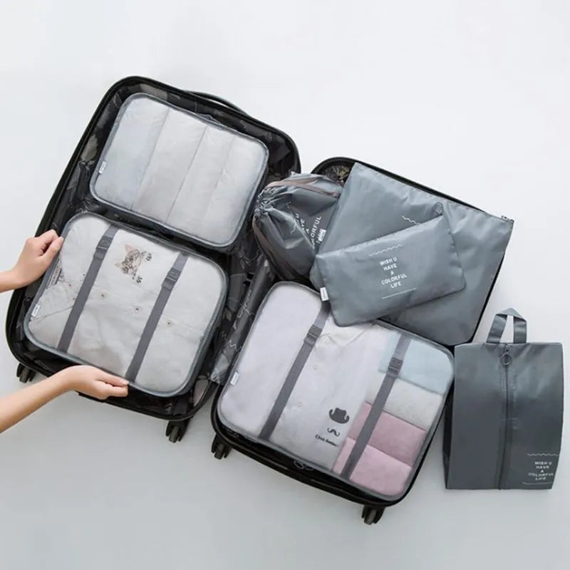 Set mit 7 Gepäck-Organizer-Abdeckungen Grau