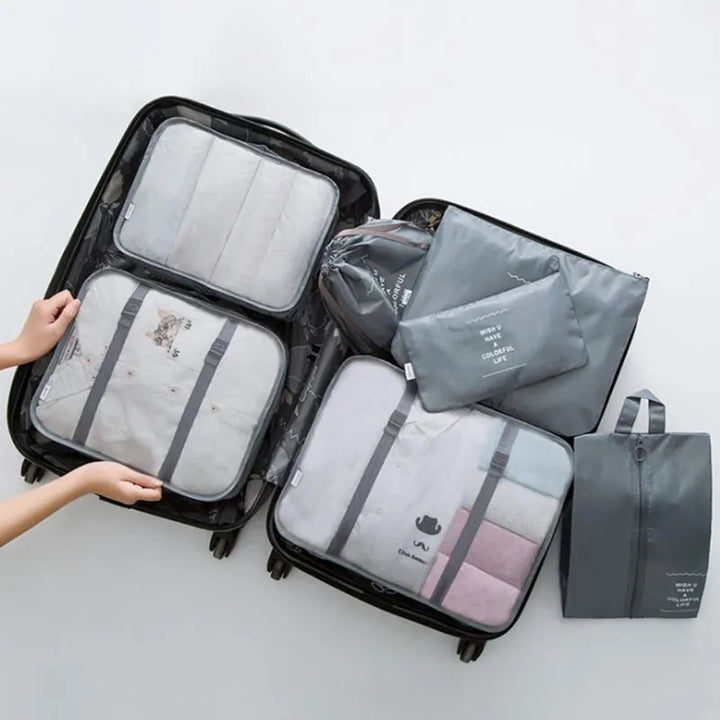 Set mit 7 Gepäck-Organizer-Abdeckungen Grau
