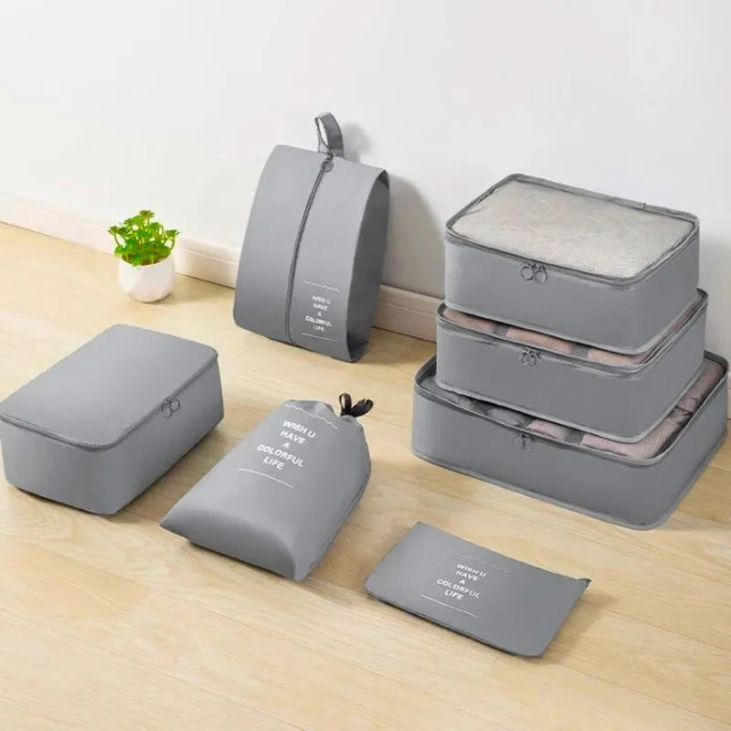 Set mit 7 Gepäck-Organizer-Abdeckungen Grau