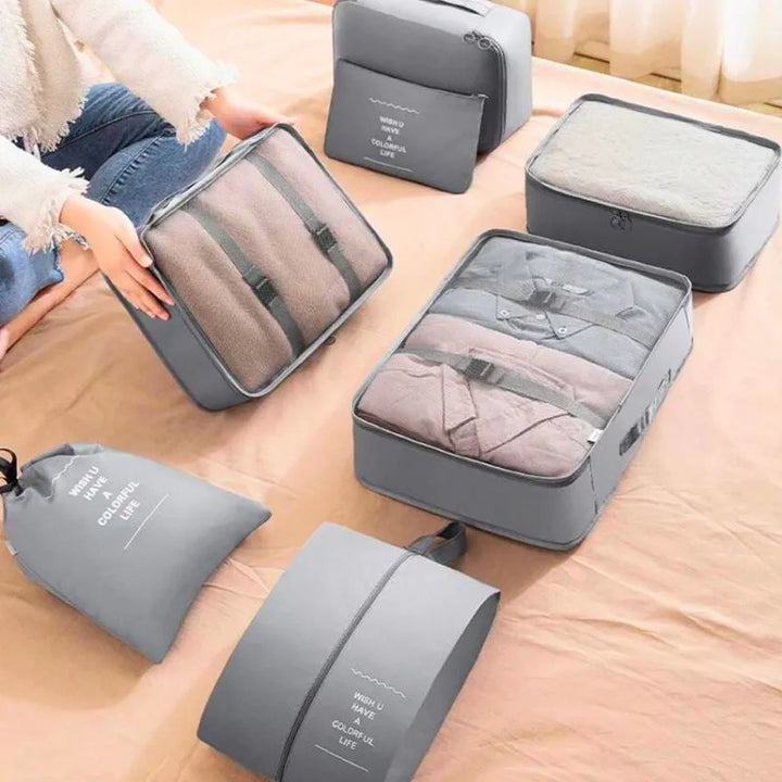 Set mit 7 Gepäck-Organizer-Abdeckungen Grau