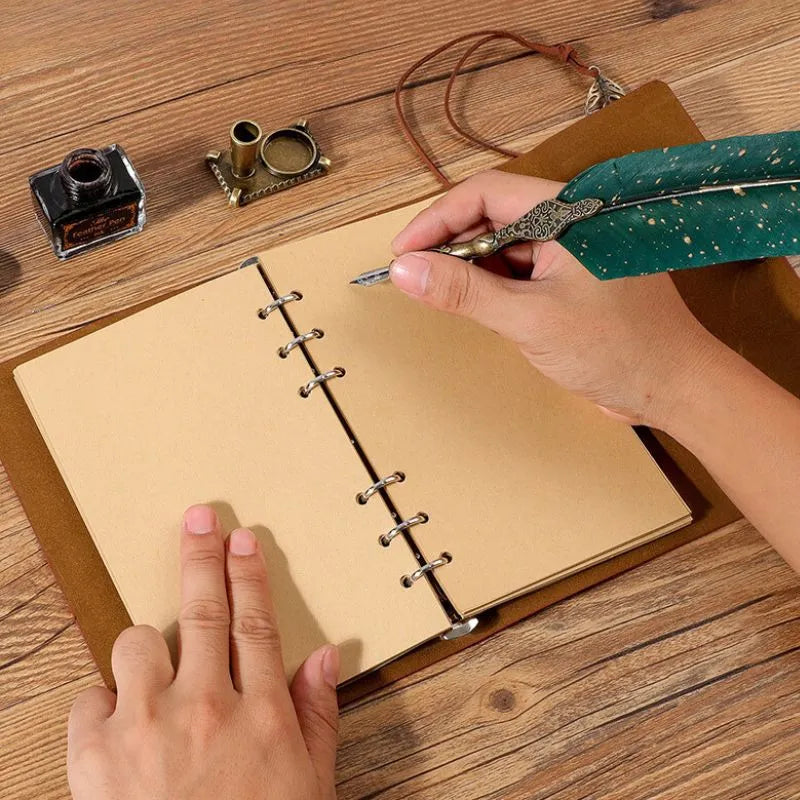 Vintage Kalligraphie-Set mit Notizbuch und grünem Stift