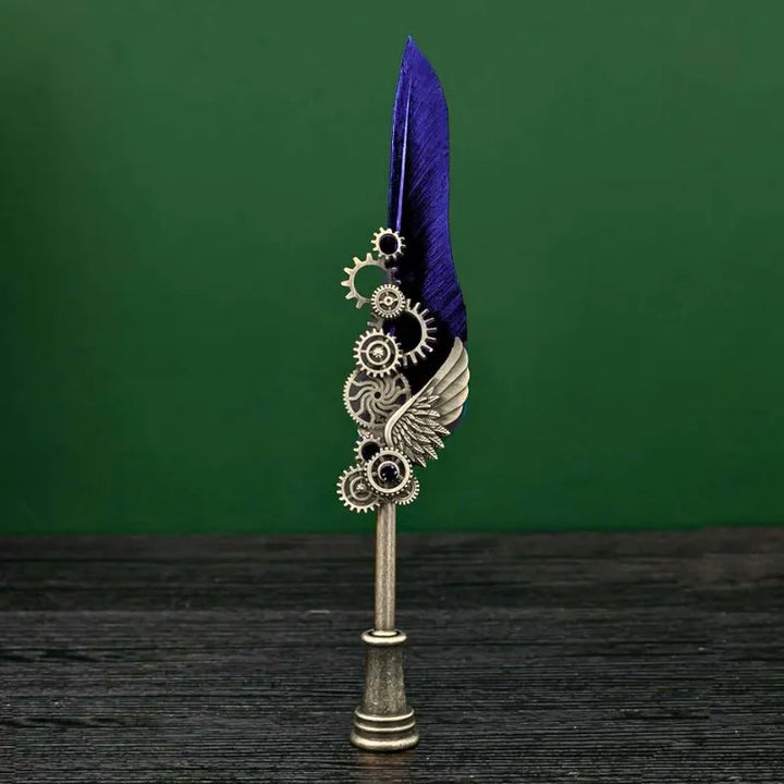 Vintage Kalligraphie-Set mit blauem Stift und Zubehör