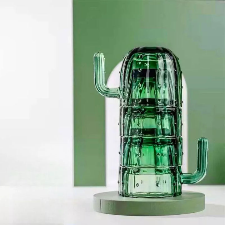 Cactus Cups Set mit 4 stapelbaren Tassen und Gläsern