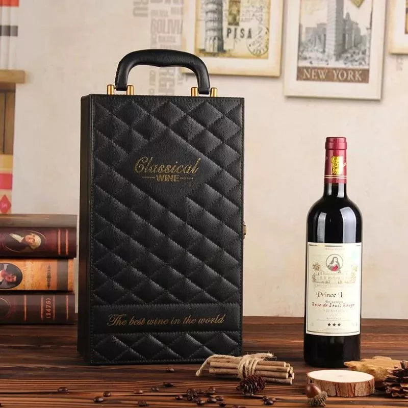 Klassischer Wein, luxuriöser 2-Flaschen-Weinkoffer mit Zubehör