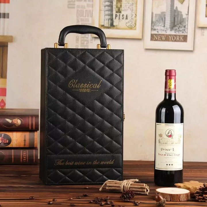 Klassischer Wein, luxuriöser 2-Flaschen-Weinkoffer mit Zubehör