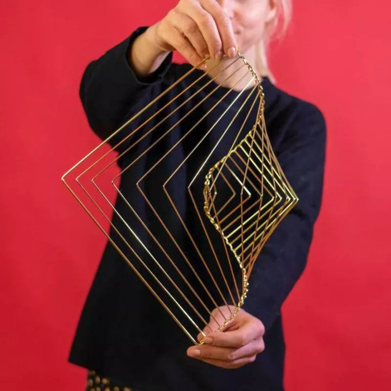 Quadratische Wellenspinner-Skulptur, kinetische Kunst