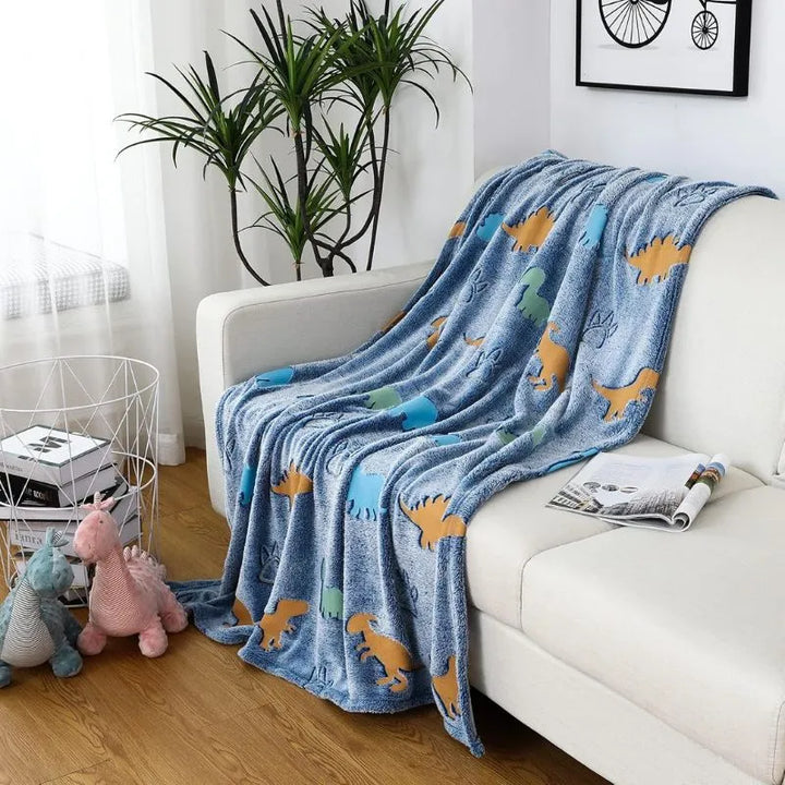Phosphoreszierende Decke mit Dinosauriern, Flanell, 130 x 150 cm