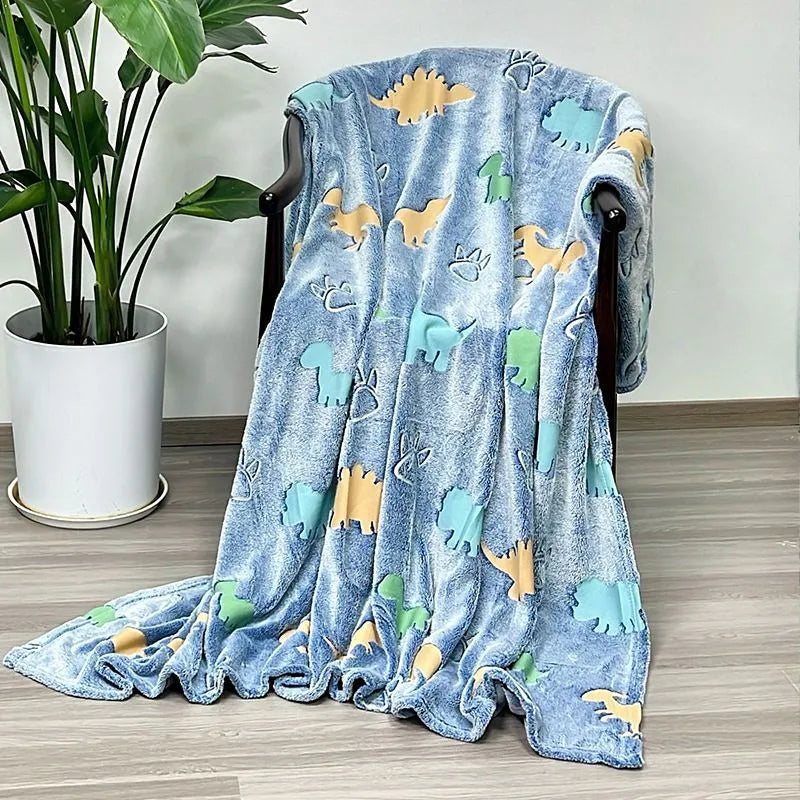 Phosphoreszierende Decke mit Dinosauriern, Flanell, 130 x 150 cm