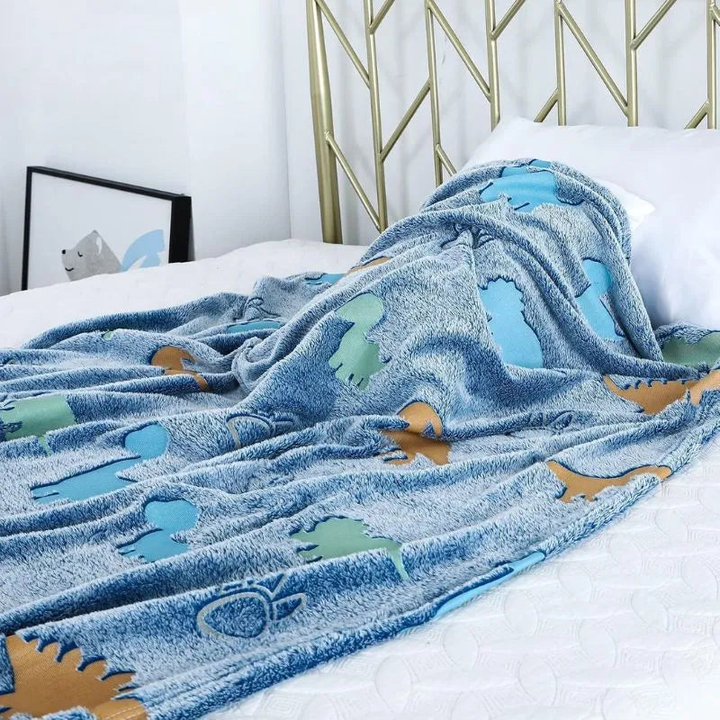 Phosphoreszierende Decke mit Dinosauriern, Flanell, 130 x 150 cm