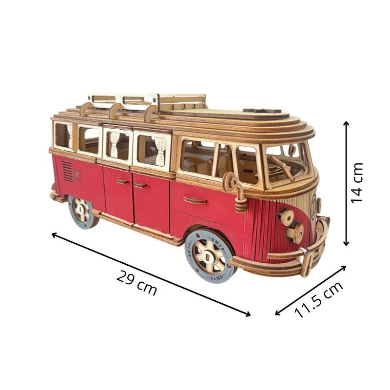 3D-Holzpuzzle im Retro-Stil