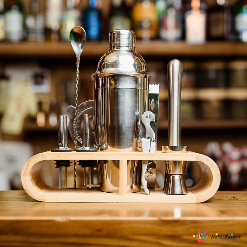 Mixology Cocktail-Shaker-Geschenkset mit 11 Zubehörteilen, 750 ml, Silber