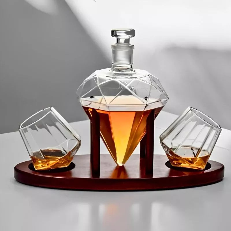 Diamond Glaskaraffe Geschenkset mit zwei Deluxe-Gläsern