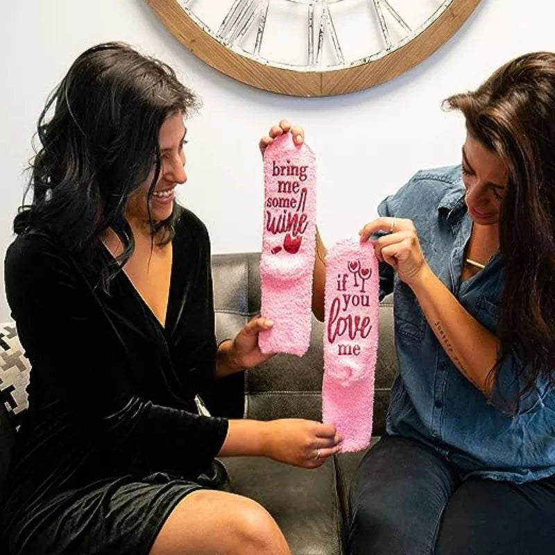 Lustige Socken Wenn du mich liebst, bring mir Wein Cupcakes rosa