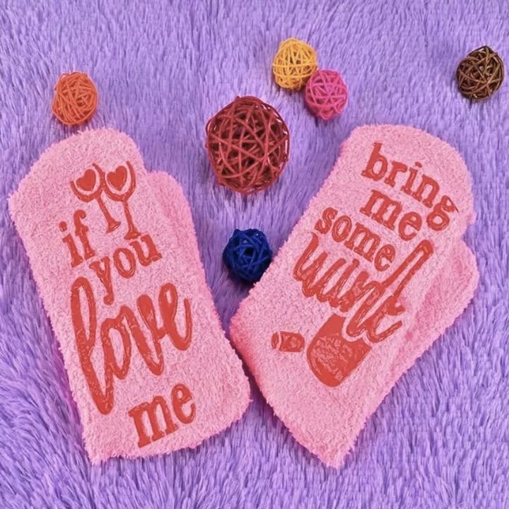 Lustige Socken Wenn du mich liebst, bring mir Wein Cupcakes rosa