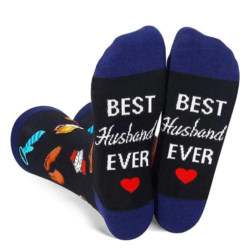 Fröhliche Socken für den Ehemann. Bester Ehemann aller Zeiten