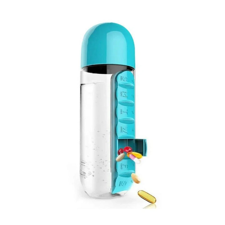 Multifunktionale Wasserflasche mit Tabletfach
