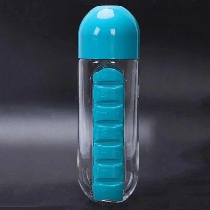 Multifunktionale Wasserflasche mit Tabletfach