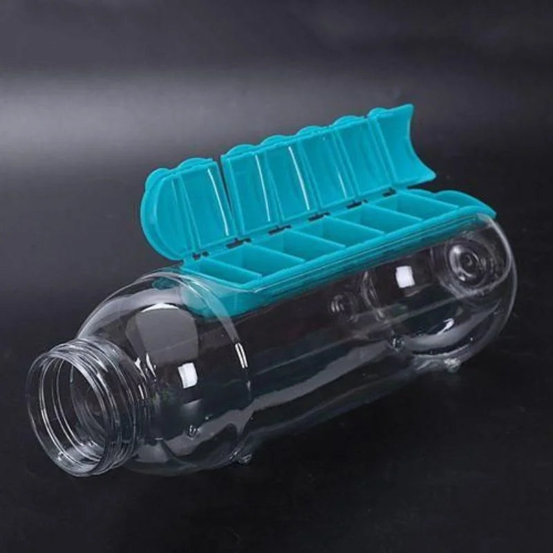 Multifunktionale Wasserflasche mit Tabletfach