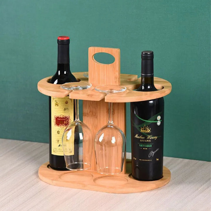 Holzregal für Flaschen und Weingläser