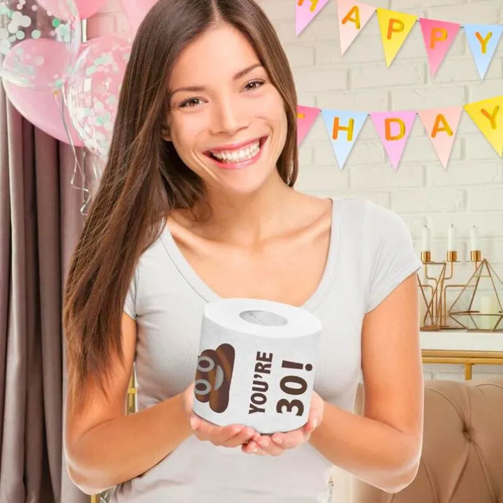 Toilettenpapier mit lustiger Aufschrift zum 30. Geburtstag
