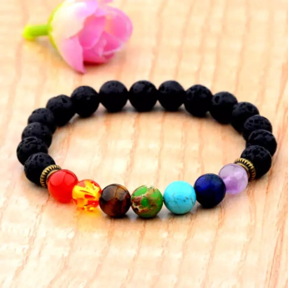 Energie-Aromatherapie-Armband 7 Vulkanische Lava-Chakren