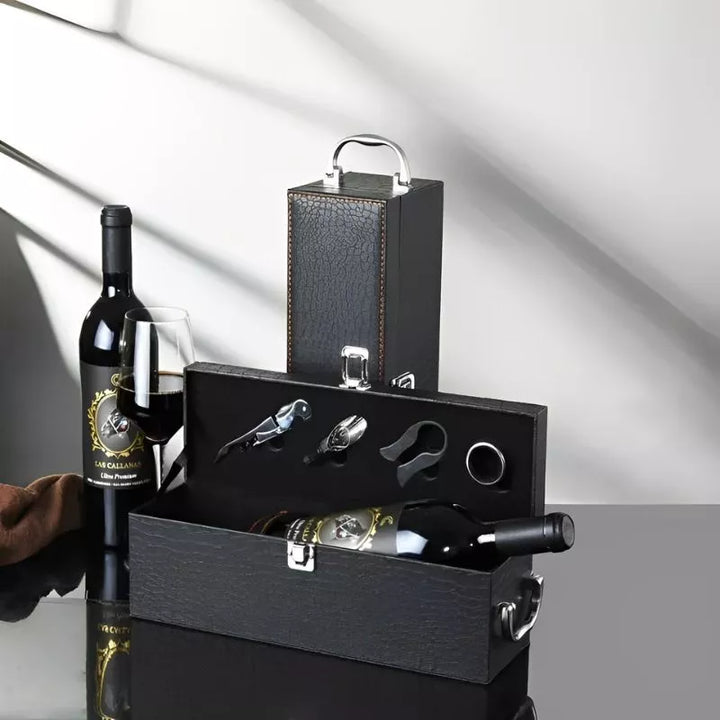 Luxus-Weinkiste für 1 Flasche mit Zubehör, Krokodilleder