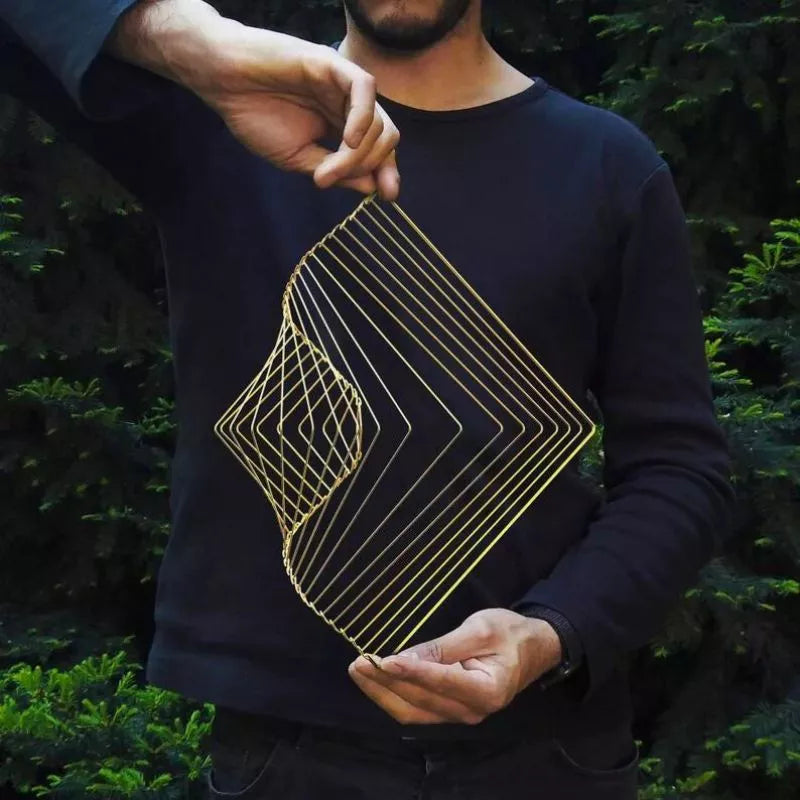 Quadratische Wellenspinner-Skulptur, kinetische Kunst