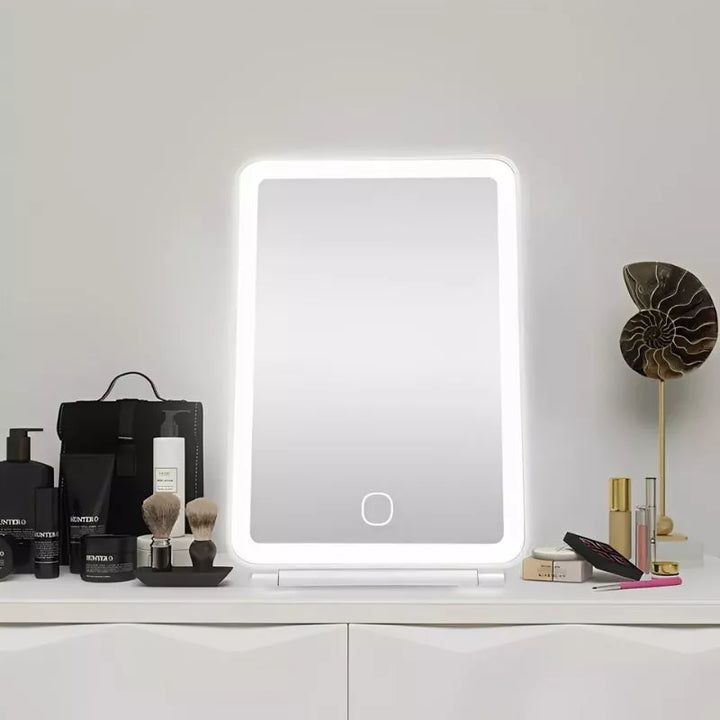 Faltbarer und wiederaufladbarer Reise-Schminkspiegel mit 72 LEDs