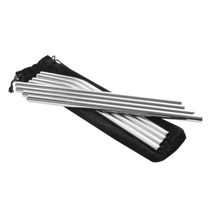 Set mit 8 wiederverwendbaren Strohhalmen aus Edelstahl