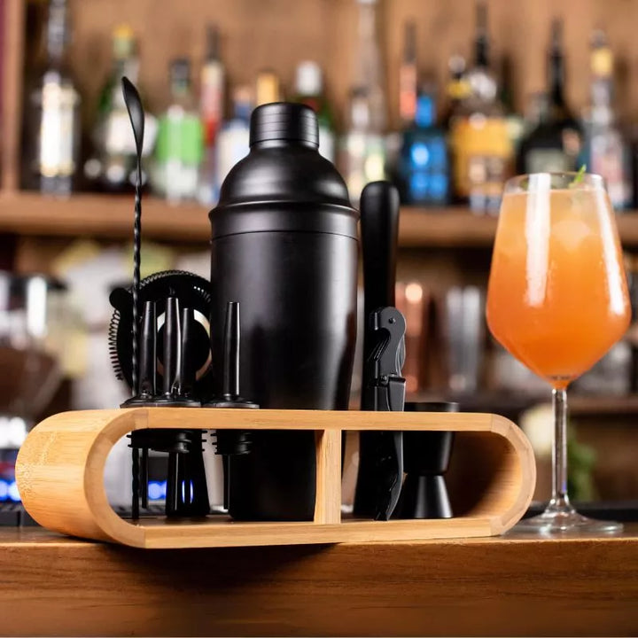 Mixology Cocktail-Shaker-Geschenkset mit 11 Zubehörteilen, 750 ml, Schwarz