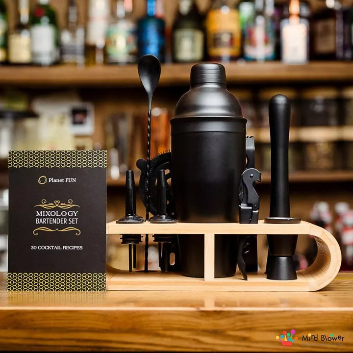 Mixology Cocktail-Shaker-Geschenkset mit 11 Zubehörteilen, 750 ml, Schwarz