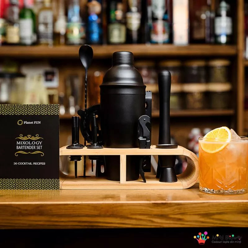 Mixology Cocktail-Shaker-Geschenkset mit 11 Zubehörteilen, 750 ml, Schwarz
