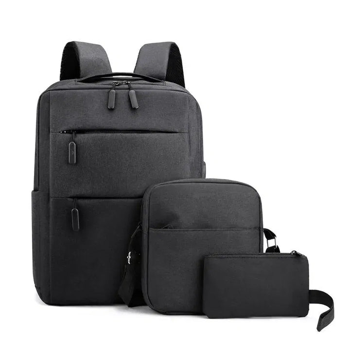 Triple Power Rucksack Set mit USB Schwarz