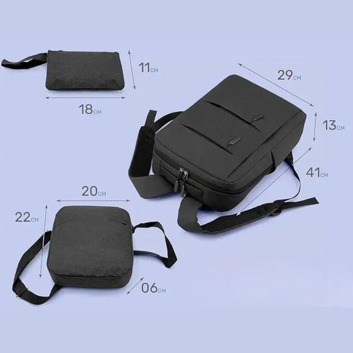 Triple Power Rucksack Set mit USB Schwarz
