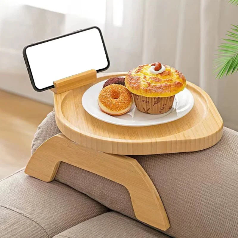 Serviertablett aus Holz für die Armlehne des Sofas