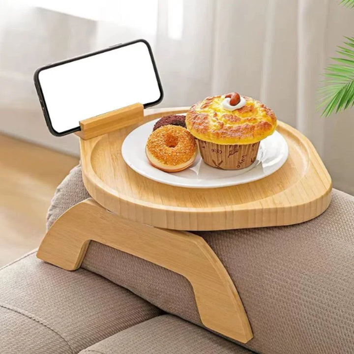 Serviertablett aus Holz für die Armlehne des Sofas