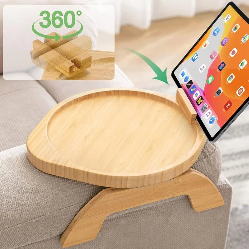 Serviertablett aus Holz für die Armlehne des Sofas