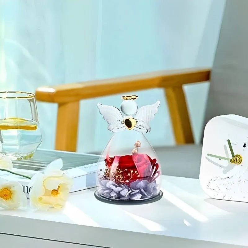 Kryogene Rose mit Schutzengel